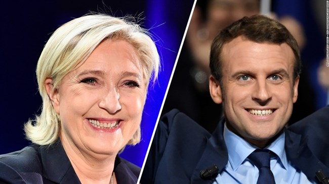 Macron Le Pen headed