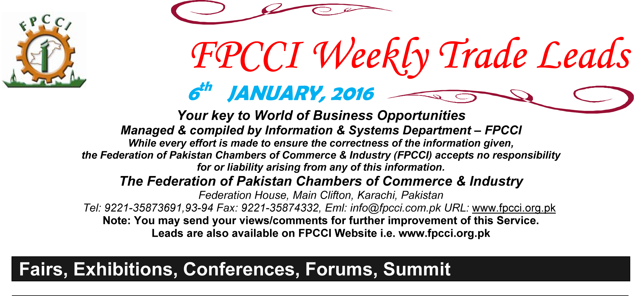 FPCCI Weekly Trade Leads 6-01-2016